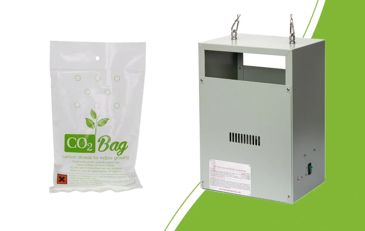 CO2 Bag and Autopilot CO2 generator showing two ways to supply carbon dioxide