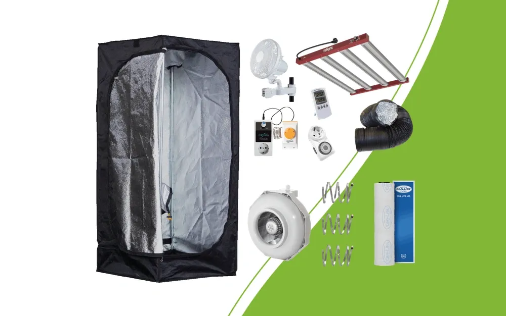 Actual product photograph of the Mammoth Lite 60 Starter kit and its separate parts