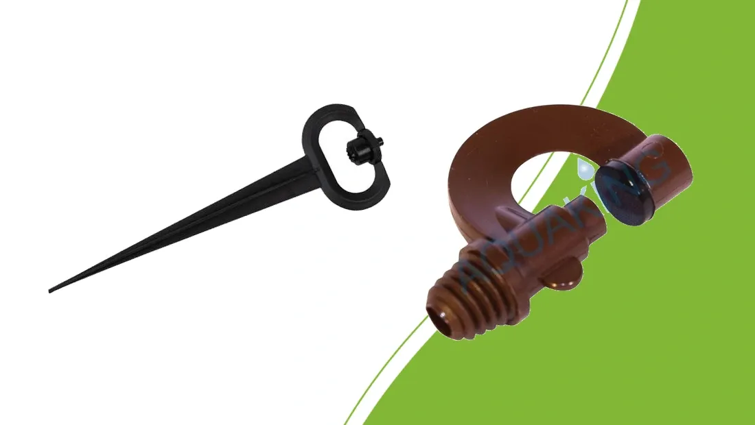 Ray Jet spray stake and T-nozzle with a 180-degree spray pattern