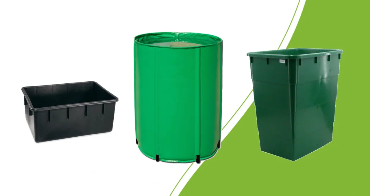 Rectangular water tanks and a collapsible Aquaking nutrient reservoir