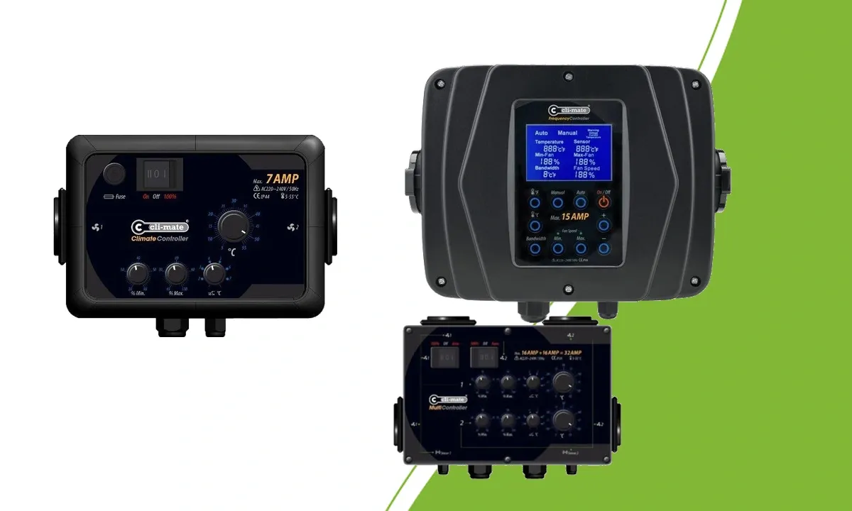 Cli-mate 7A climate controller, 15A frequency controller and 16+16A Multi controller