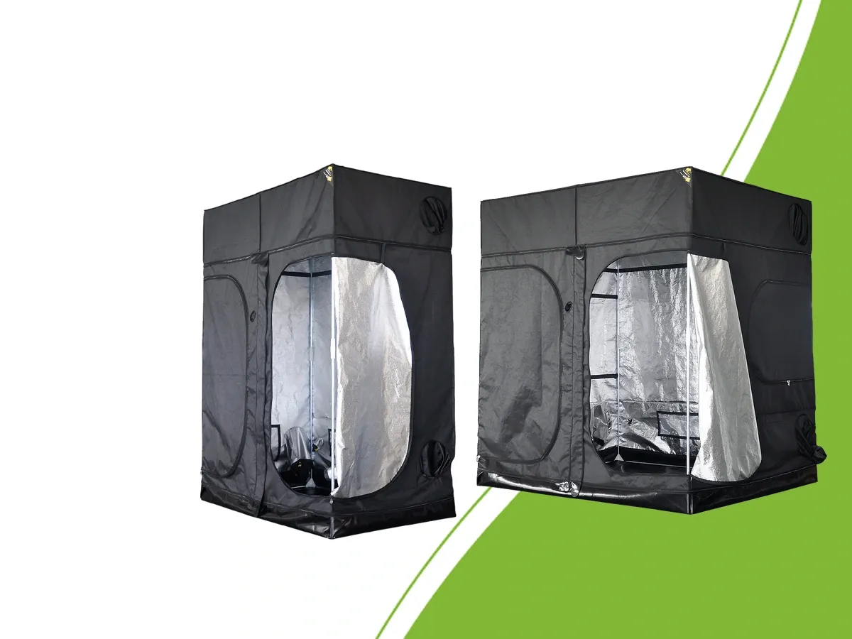 Mammoth Elite Gavita G1 and G2 grow tents with the front open