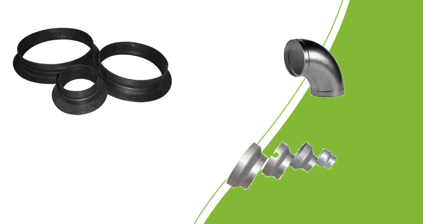 Ventilation flanges, metal elbow and duct reducers