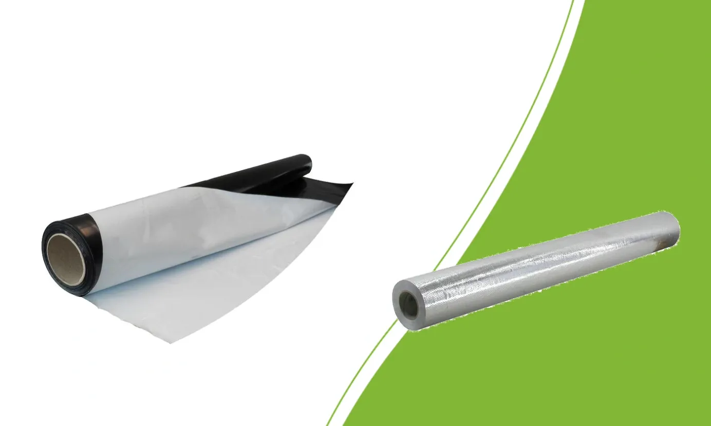 Black and white sheeting and silver sheeting rolls