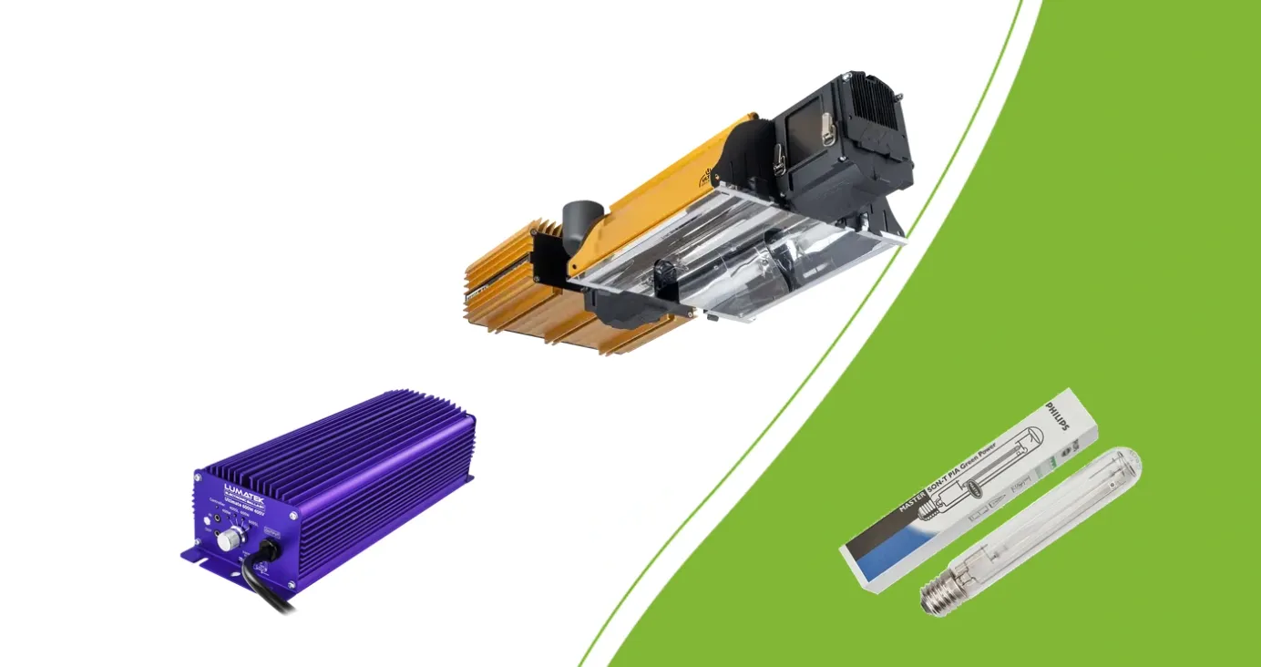 HPS lighting with a DimLux 1000W DE fixture, Lumatek ballast and Philips 600W E40 bulb