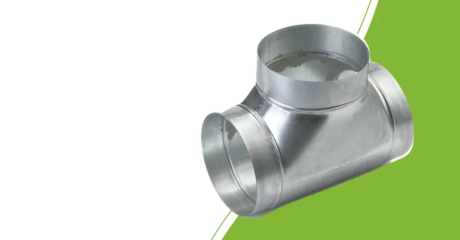 Spiro metal duct T-piece with three ventilation connections
