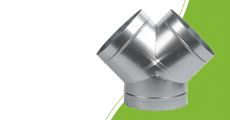 Spiro metal Y-piece with three round ventilation duct connections