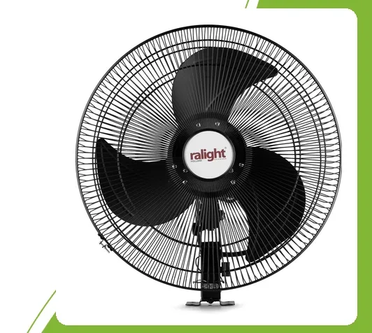 Ralight wall fan with protective grille, adjustable head and mounting bracket