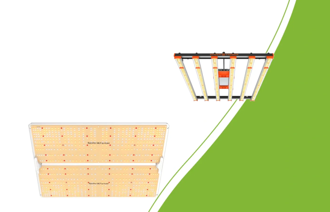 Spider Farmer SF-4000 LED panel and SE-5000 LED bar fixture