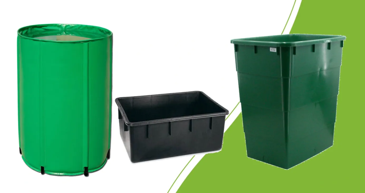Collapsible Aquaking tank with black and green rectangular water tanks