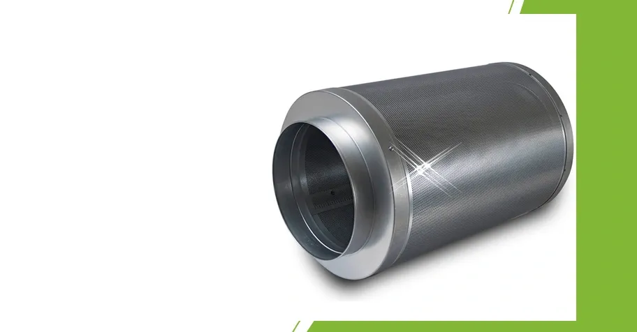 Wilco Inline carbon filter with metal housing and round flange connection