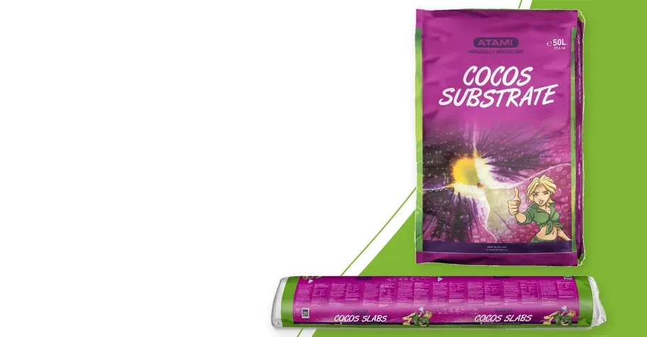Atami Cocos Substrate 50 litre bag and Cocos Slabs product family