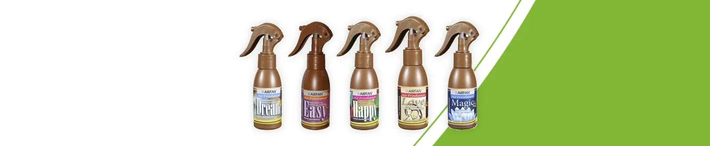 Five 100 ml Airfan sprays: Dream, Easy, Happy, Love and Magic