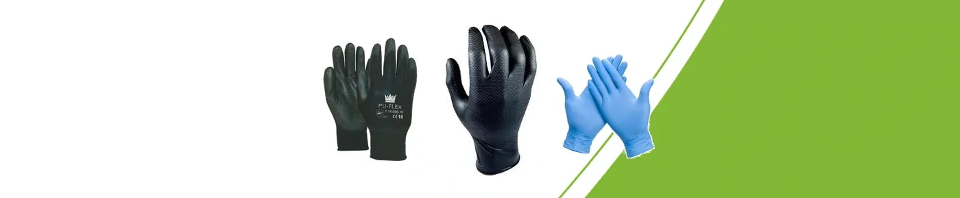 PU-flex, Grippaz and blue nitrile gloves