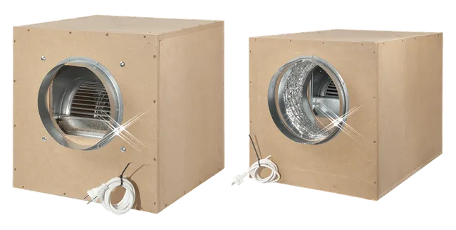 Product selection for Acoustic box fans: MDF kist, 1000 m3; MDF kist, 1000 m3, los-hangende motor