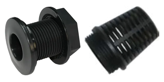 Product selection for Trays & saucers: Afvoer Deense bodem compleet (1" buitendraad); Zeefje korf t.b.v. Deense Bodem