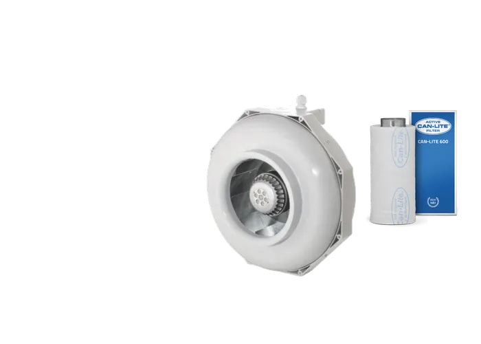 Can-Fan RK inline fan beside a Can-Lite carbon filter