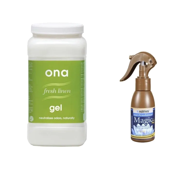 ONA Fresh Linen gel and Airfan Magic spray