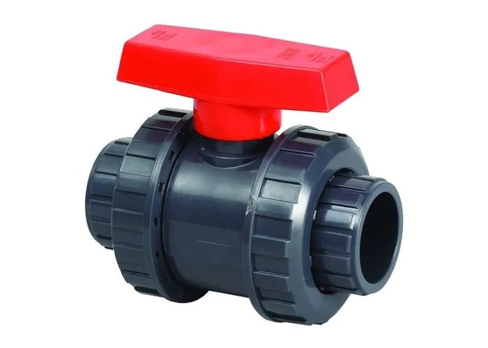32 mm PVC ball valve with a red handle