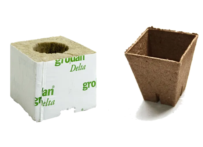 Grodan starter block and Jiffy peat pot
