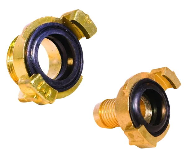 Two separate brass claw couplings with visible seals