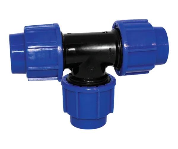 PE tee with three 25 mm pipe connections